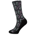 Purple And Teal Skull Pattern Print Crew Socks