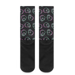 Purple And Teal Skull Pattern Print Crew Socks