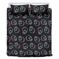 Purple And Teal Skull Pattern Print Duvet Cover Bedding Set