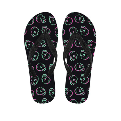 Purple And Teal Skull Pattern Print Flip Flops