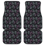 Purple And Teal Skull Pattern Print Front and Back Car Floor Mats