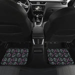 Purple And Teal Skull Pattern Print Front and Back Car Floor Mats