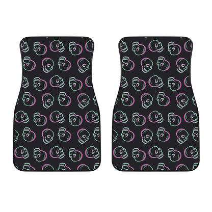 Purple And Teal Skull Pattern Print Front Car Floor Mats