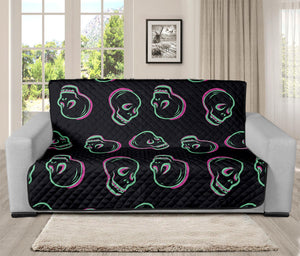 Purple And Teal Skull Pattern Print Futon Protector