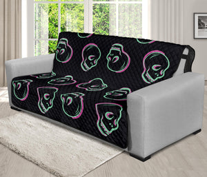 Purple And Teal Skull Pattern Print Futon Protector