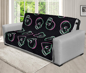 Purple And Teal Skull Pattern Print Futon Protector