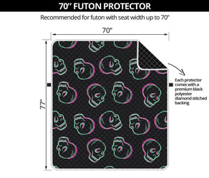 Purple And Teal Skull Pattern Print Futon Protector