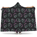 Purple And Teal Skull Pattern Print Hooded Blanket