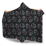 Purple And Teal Skull Pattern Print Hooded Blanket