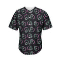 Purple And Teal Skull Pattern Print Men's Baseball Jersey