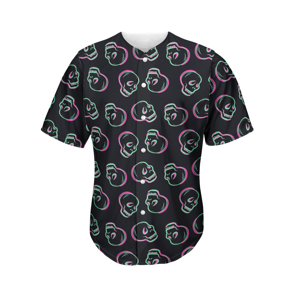 Purple And Teal Skull Pattern Print Men's Baseball Jersey