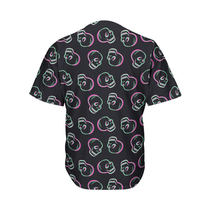Purple And Teal Skull Pattern Print Men's Baseball Jersey