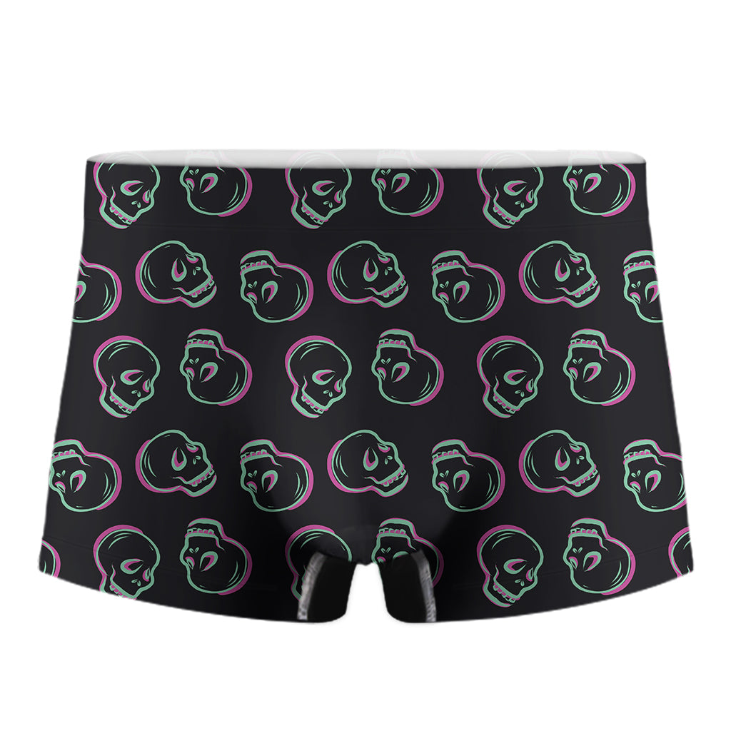Purple And Teal Skull Pattern Print Men's Boxer Briefs