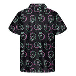 Purple And Teal Skull Pattern Print Men's Short Sleeve Shirt