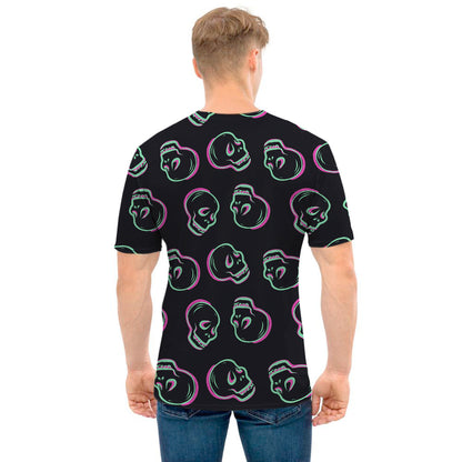 Purple And Teal Skull Pattern Print Men's T-Shirt