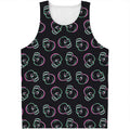 Purple And Teal Skull Pattern Print Men's Tank Top