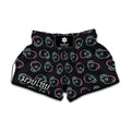 Purple And Teal Skull Pattern Print Muay Thai Boxing Shorts