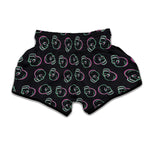 Purple And Teal Skull Pattern Print Muay Thai Boxing Shorts