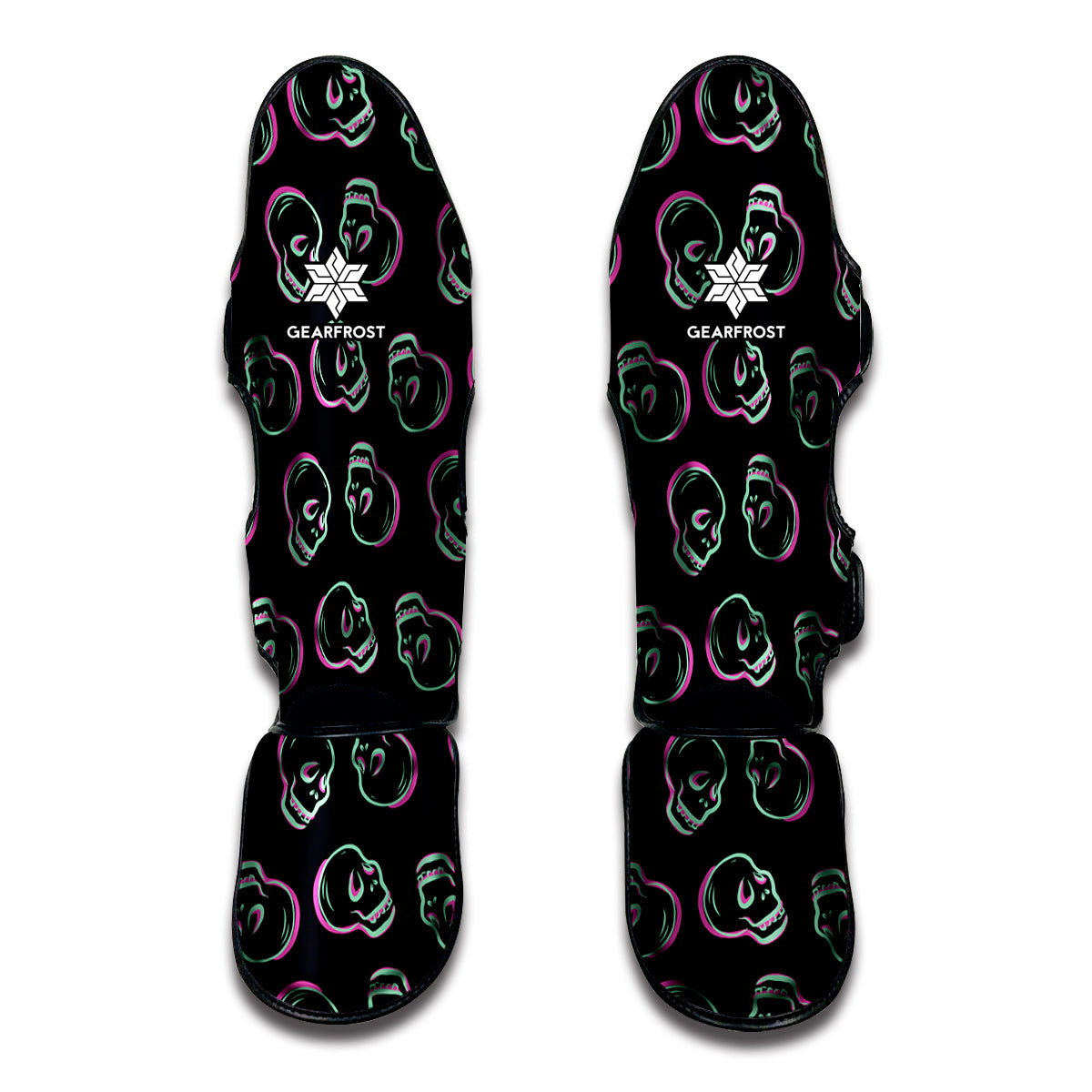 Purple And Teal Skull Pattern Print Muay Thai Shin Guard