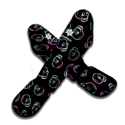 Purple And Teal Skull Pattern Print Muay Thai Shin Guard