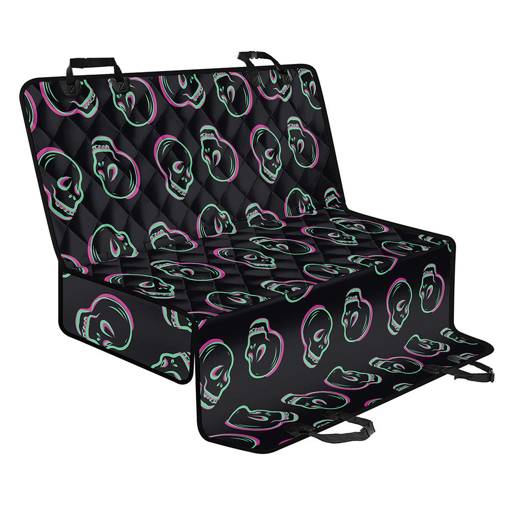 Purple And Teal Skull Pattern Print Pet Car Back Seat Cover
