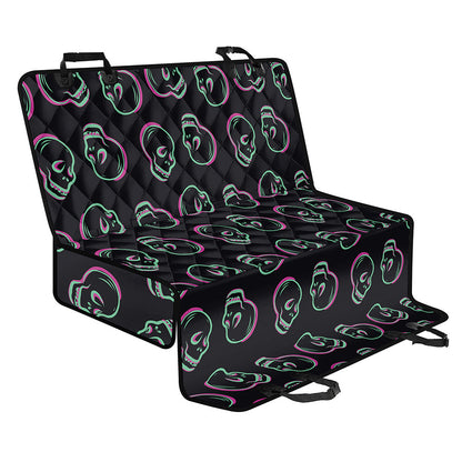 Purple And Teal Skull Pattern Print Pet Car Back Seat Cover