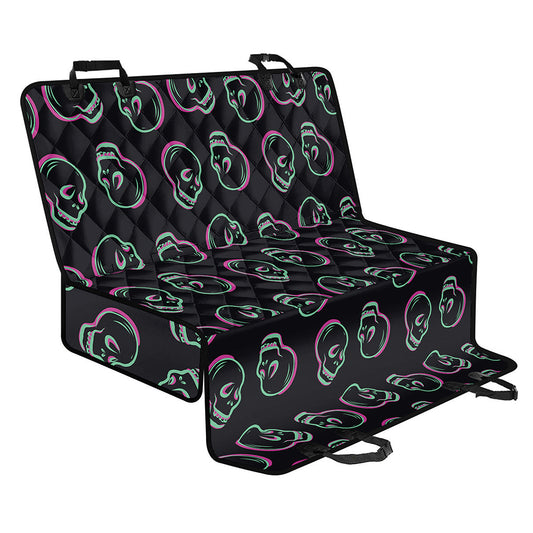 Purple And Teal Skull Pattern Print Pet Car Back Seat Cover
