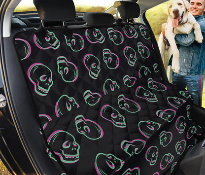 Purple And Teal Skull Pattern Print Pet Car Back Seat Cover