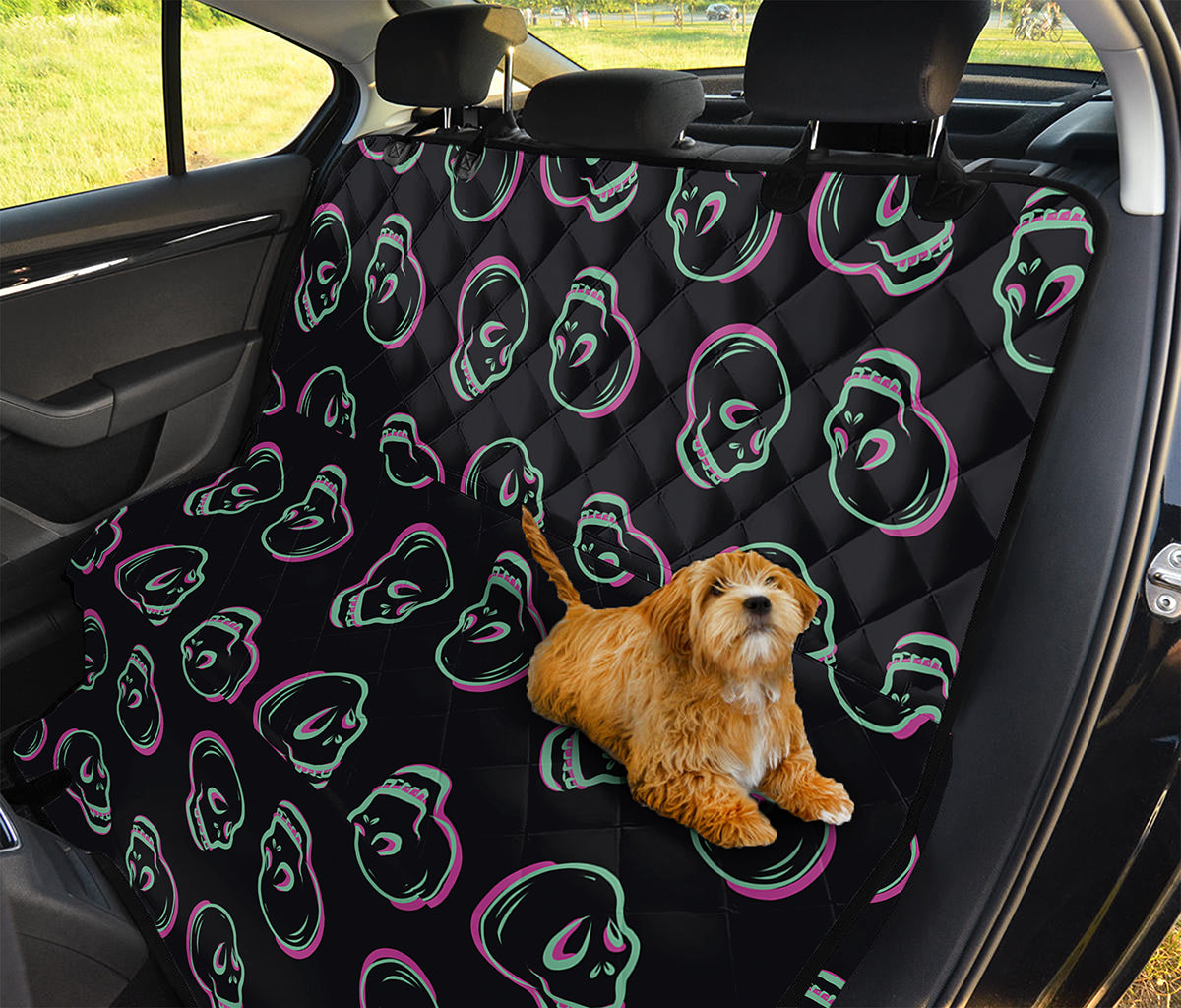 Purple And Teal Skull Pattern Print Pet Car Back Seat Cover