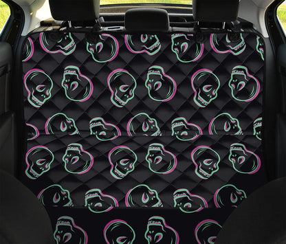 Purple And Teal Skull Pattern Print Pet Car Back Seat Cover