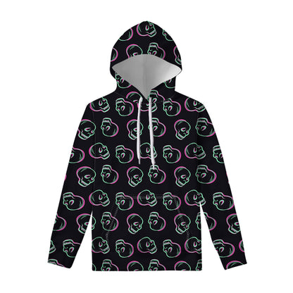 Purple And Teal Skull Pattern Print Pullover Hoodie