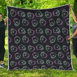 Purple And Teal Skull Pattern Print Quilt