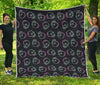 Purple And Teal Skull Pattern Print Quilt