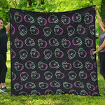 Purple And Teal Skull Pattern Print Quilt