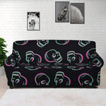 Purple And Teal Skull Pattern Print Sofa Cover