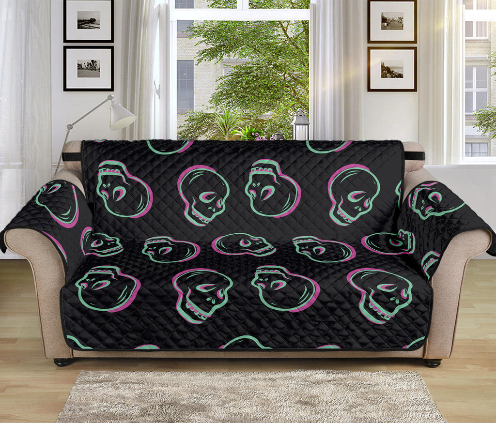 Purple And Teal Skull Pattern Print Sofa Protector