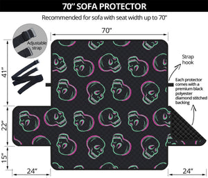 Purple And Teal Skull Pattern Print Sofa Protector