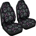 Purple And Teal Skull Pattern Print Universal Fit Car Seat Covers