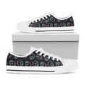 Purple And Teal Skull Pattern Print White Low Top Sneakers
