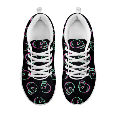 Purple And Teal Skull Pattern Print White Sneakers
