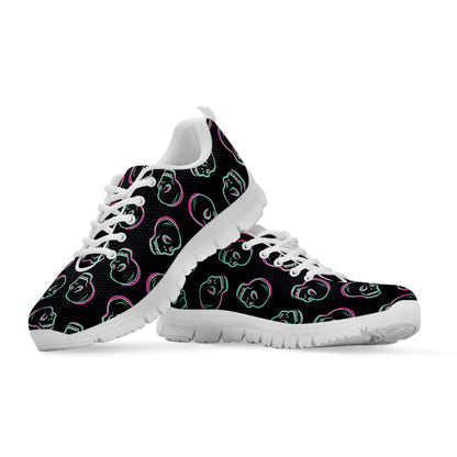 Purple And Teal Skull Pattern Print White Sneakers