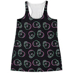 Purple And Teal Skull Pattern Print Women's Racerback Tank Top