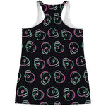 Purple And Teal Skull Pattern Print Women's Racerback Tank Top