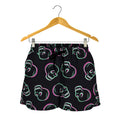 Purple And Teal Skull Pattern Print Women's Shorts