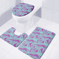 Purple And Teal Tropical Leaf Print 3 Piece Bath Mat Set