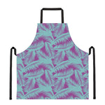 Purple And Teal Tropical Leaf Print Apron