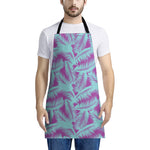 Purple And Teal Tropical Leaf Print Apron