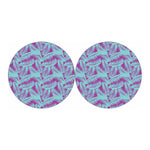 Purple And Teal Tropical Leaf Print Car Coasters