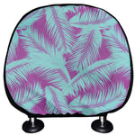 Purple And Teal Tropical Leaf Print Car Headrest Covers
