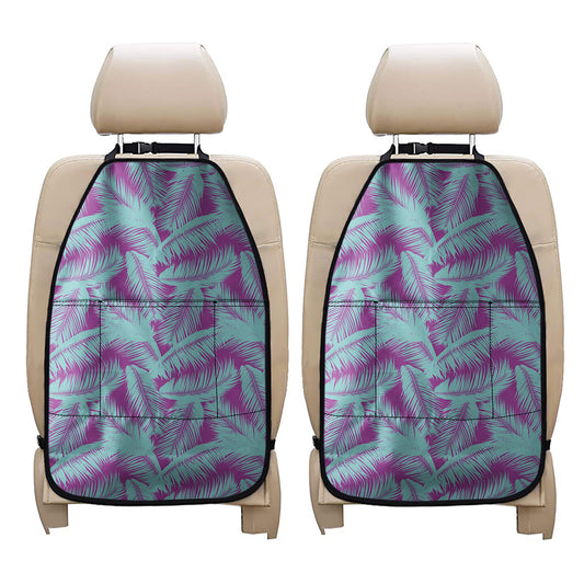 Purple And Teal Tropical Leaf Print Car Seat Organizers